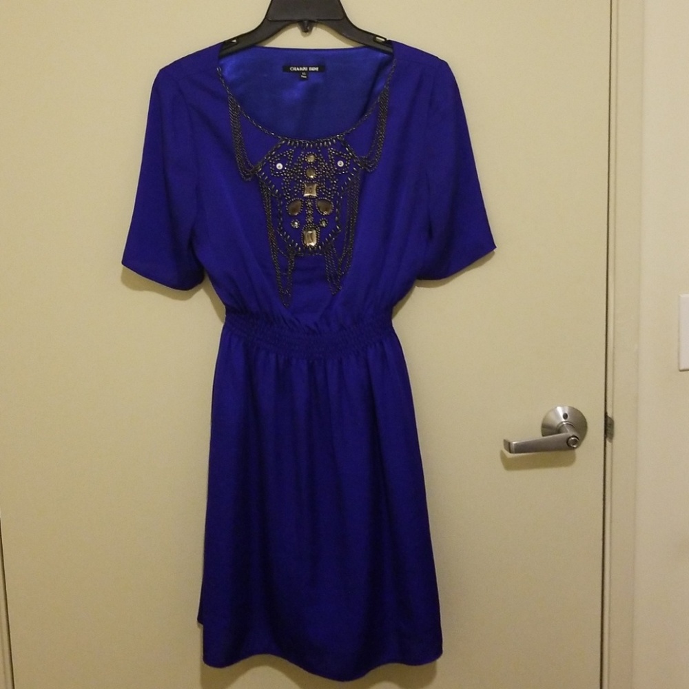 Sapphire blue dress with beautiful beading